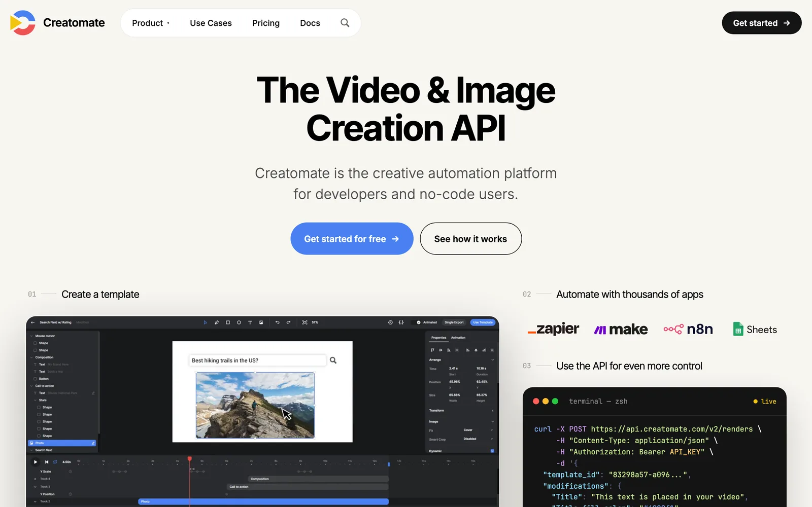 Creatomate, a video and image creation API with a visual template editor